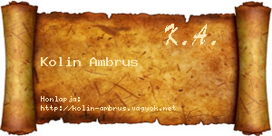 Kolin Ambrus névjegykártya